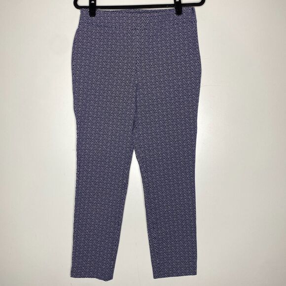 Talbots Chatham Ankle Pants Navy Blue White Polka Dot Women's Size 10 - Picture 1 of 7